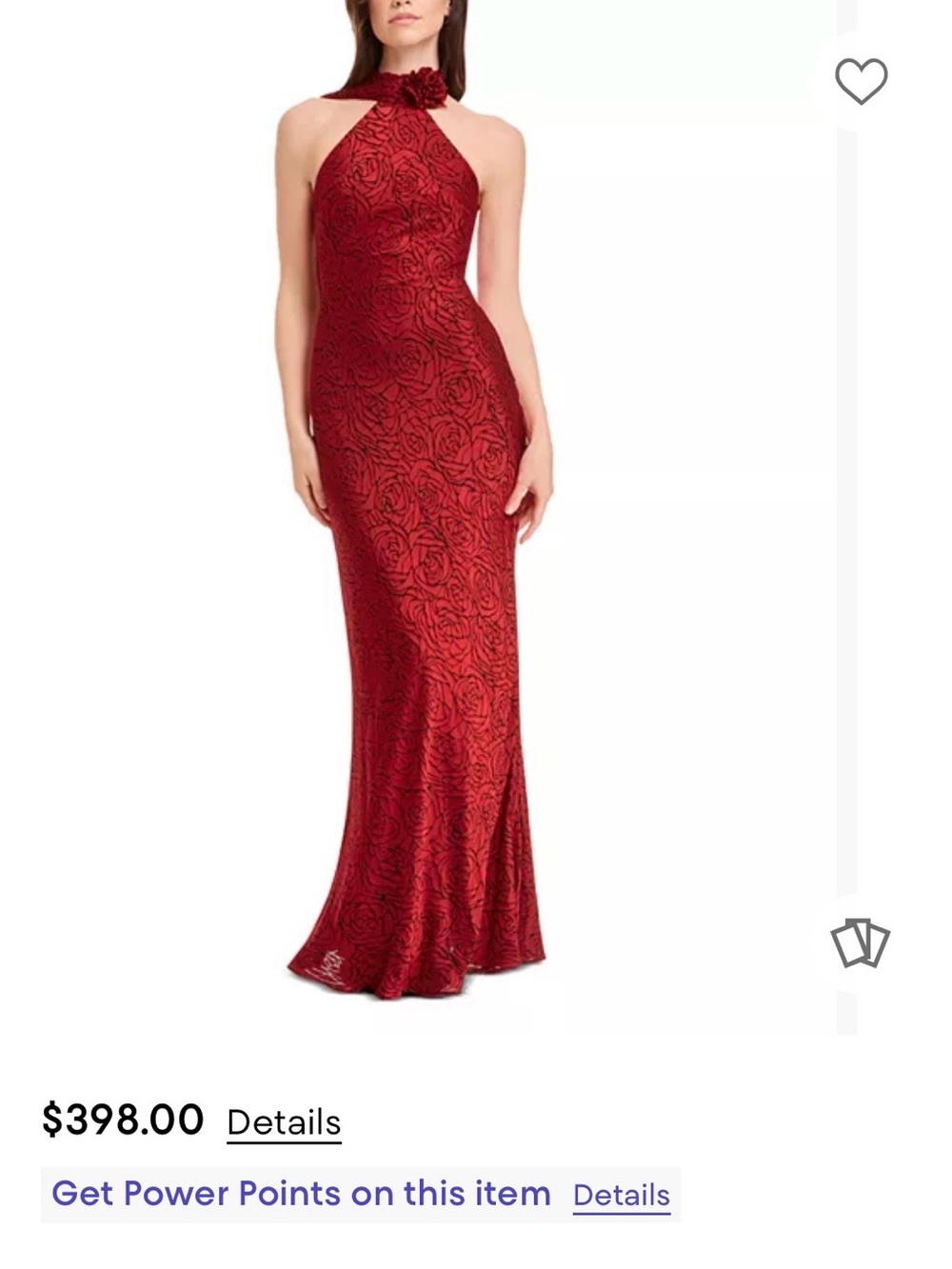 Red Halter Floral-Textured Maxi Evening Dress